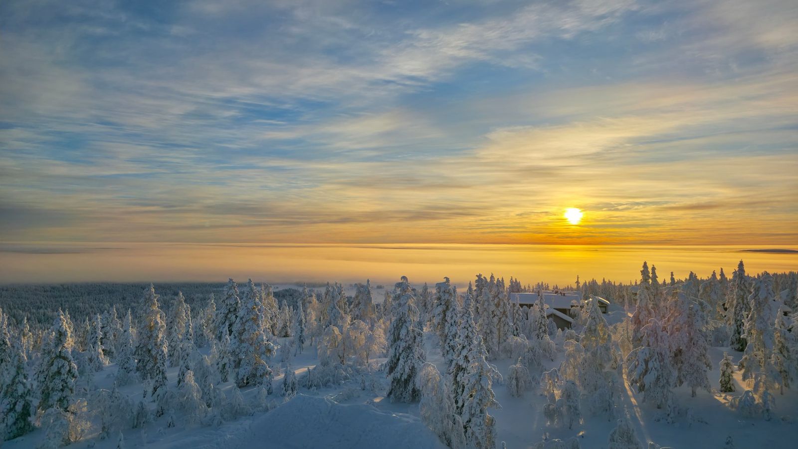 Golden sunset Finnish Lapland