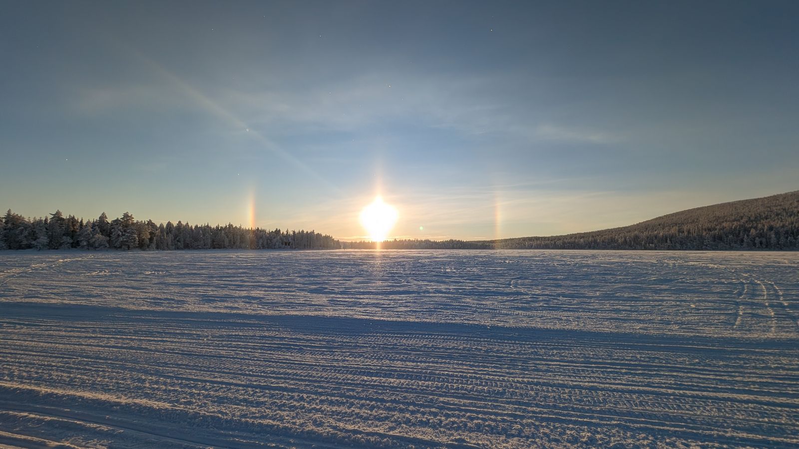 Frozen lake sun halo